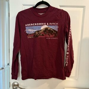 abercrombie kids Maroon Graphic Mountain Long Sleeve Tee